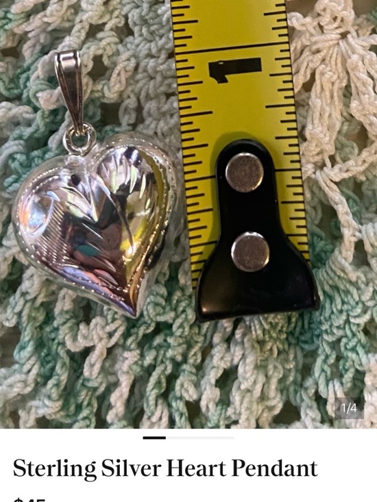None Accessories - Vintage Sterling Silver Heart Pendant